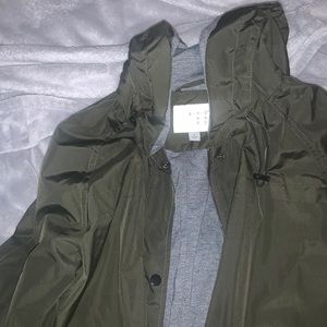 Army Green Raincoat Jacket Long